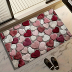 Non-Slip Polyester Entry Mat with Heart Design for Doorway
