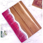 SerenityWave Acacia Wood Serving Board with Ocean-Inspired Design