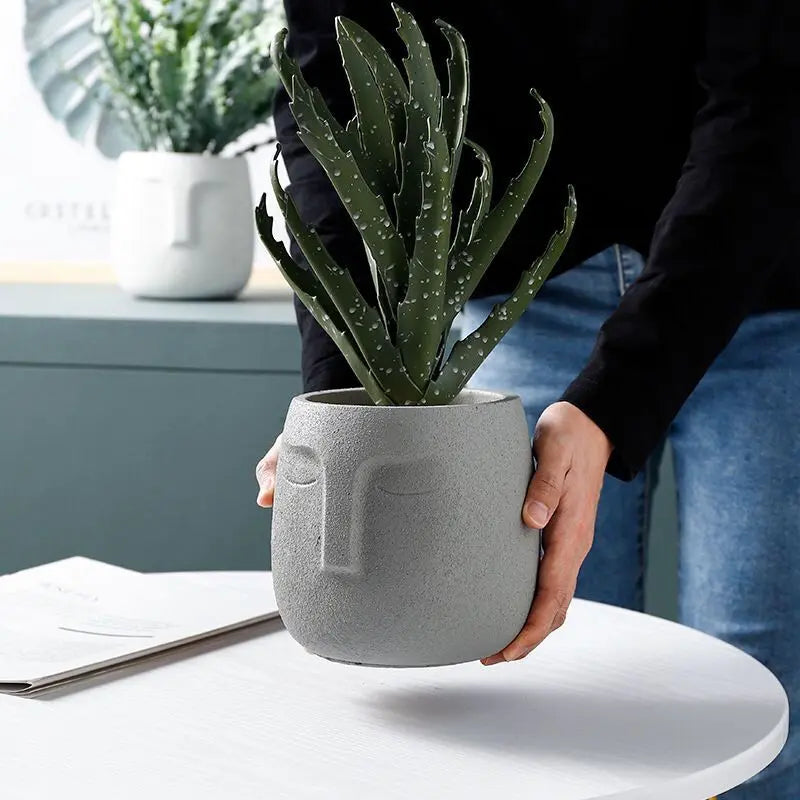 Earthy Elegance Face Planter with Sculpted Design