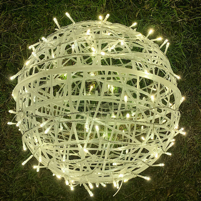 LED Sphere Lights with Metal Wire Ball Design for Hanging Decor