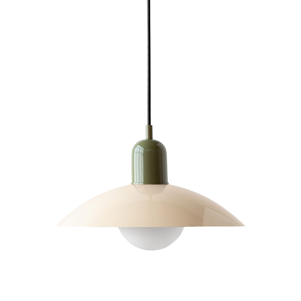 Ceiling Light Fixture with Curved Metal Shade - Hanging Design