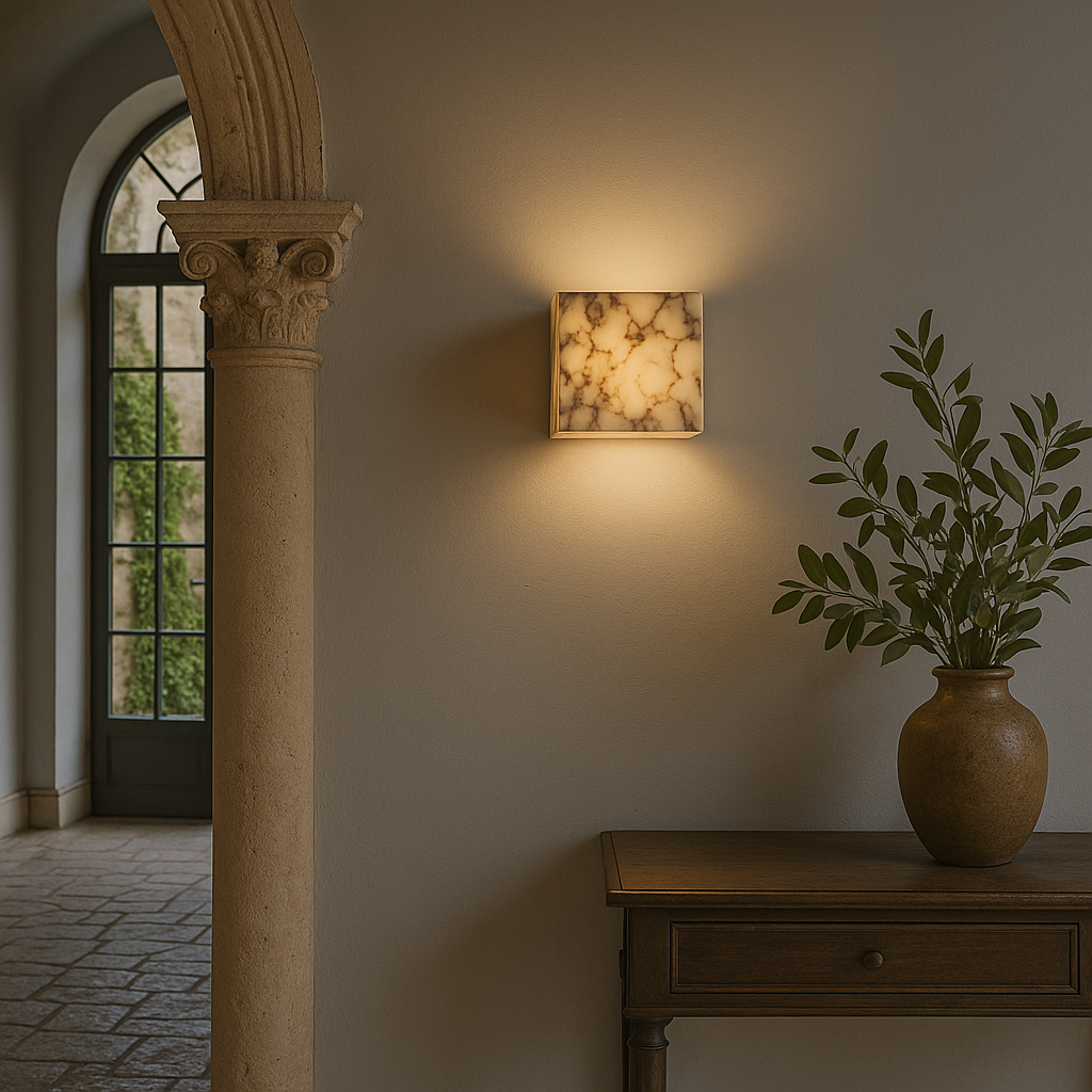 Cube Wall Light in Minimalist Marble Design