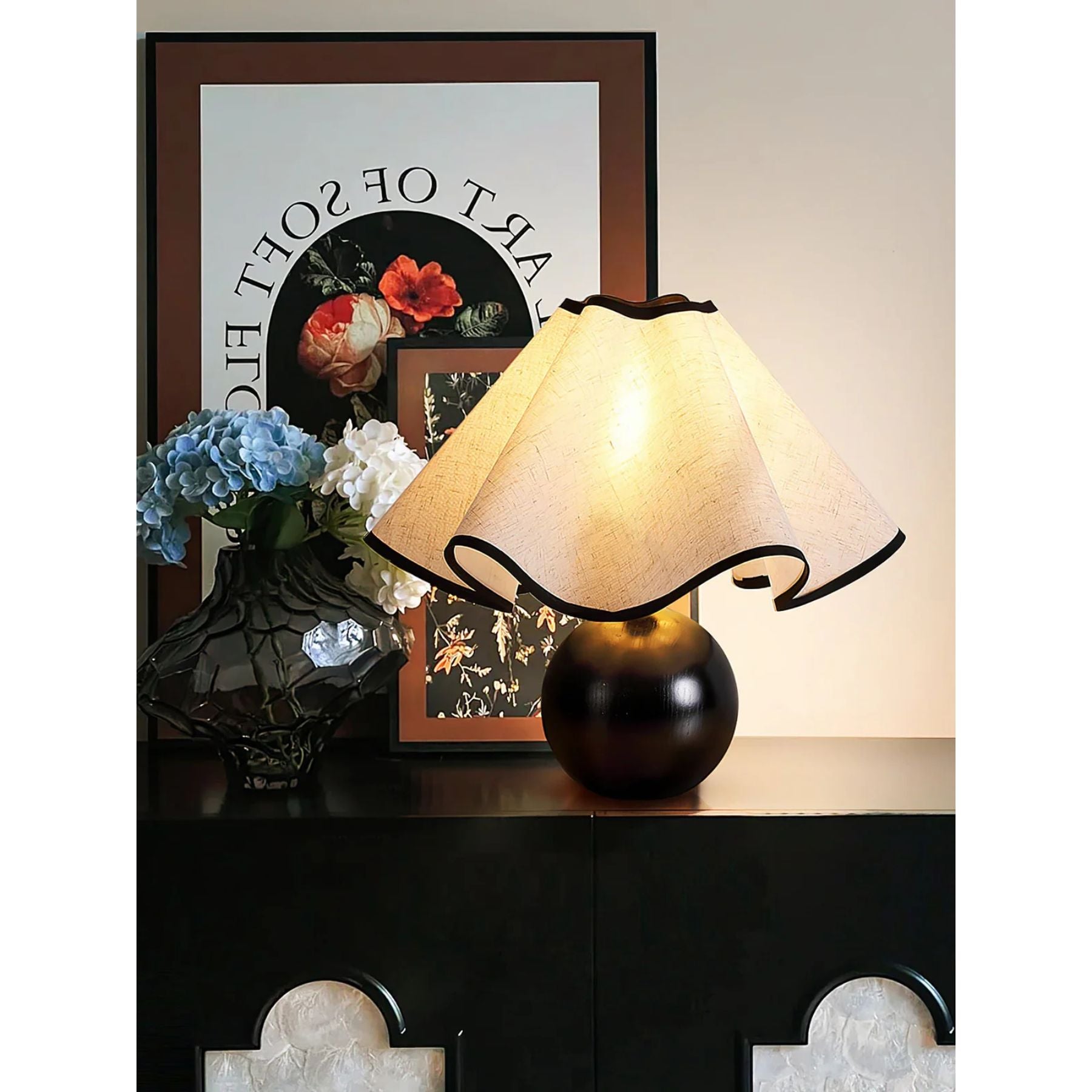 Stylish Table Lamp with Wave Shade Design