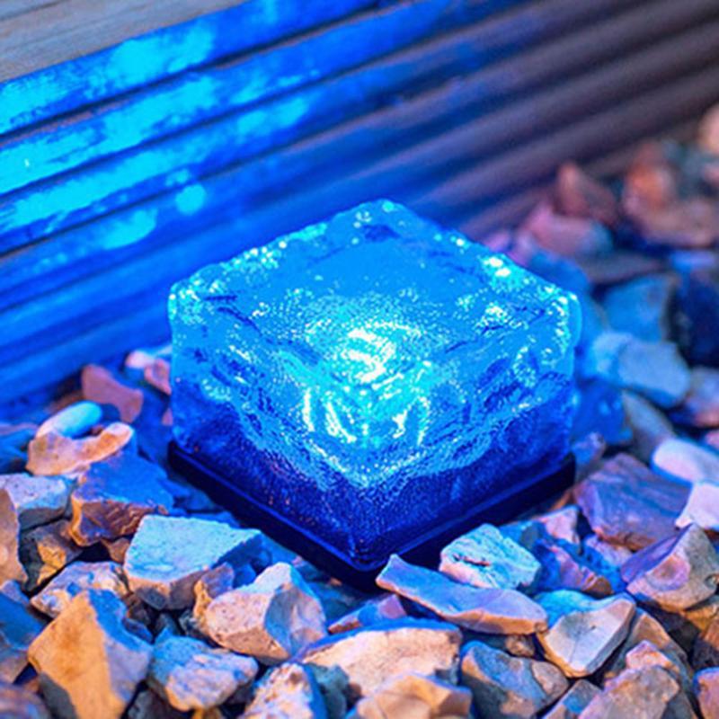 Color-Changing Solar Cube Light for Garden with Water Ripple Design