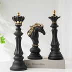 Elegant Chess Piece Statues - King, Queen & Knight Home Accent