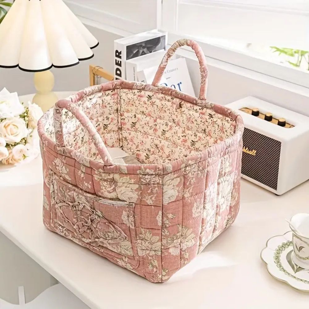 Retro Floral Pattern Storage Basket for Organizing
