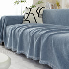 Cozy Textured Knit Blanket with Playful Tassels