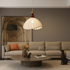 Pleated Fabric Pendant Light in Vintage Style