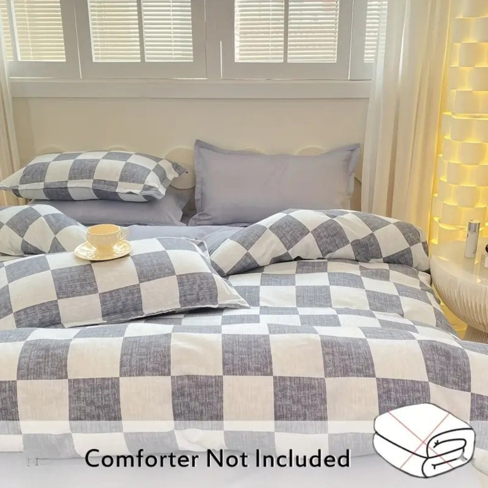 3-Piece Checkered Bedding Set in Stylish Design