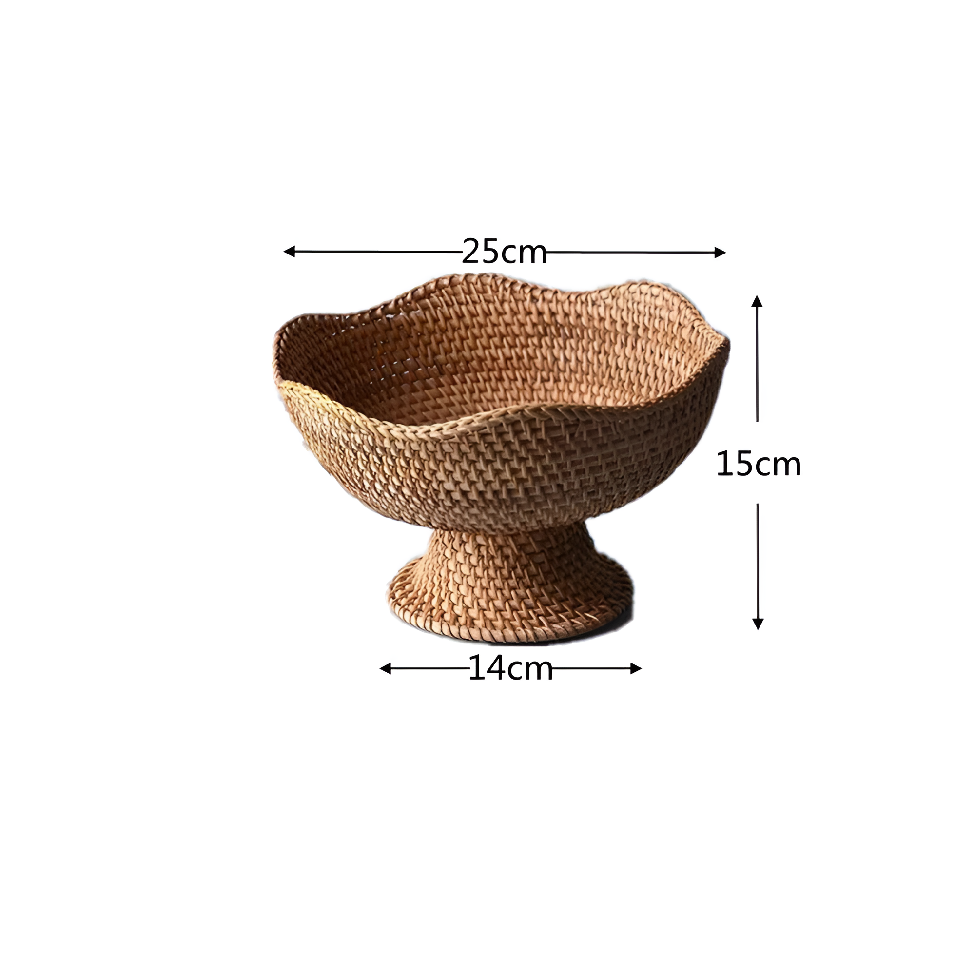 Natural Handwoven Rattan Fruit Basket for Kitchen Decoration