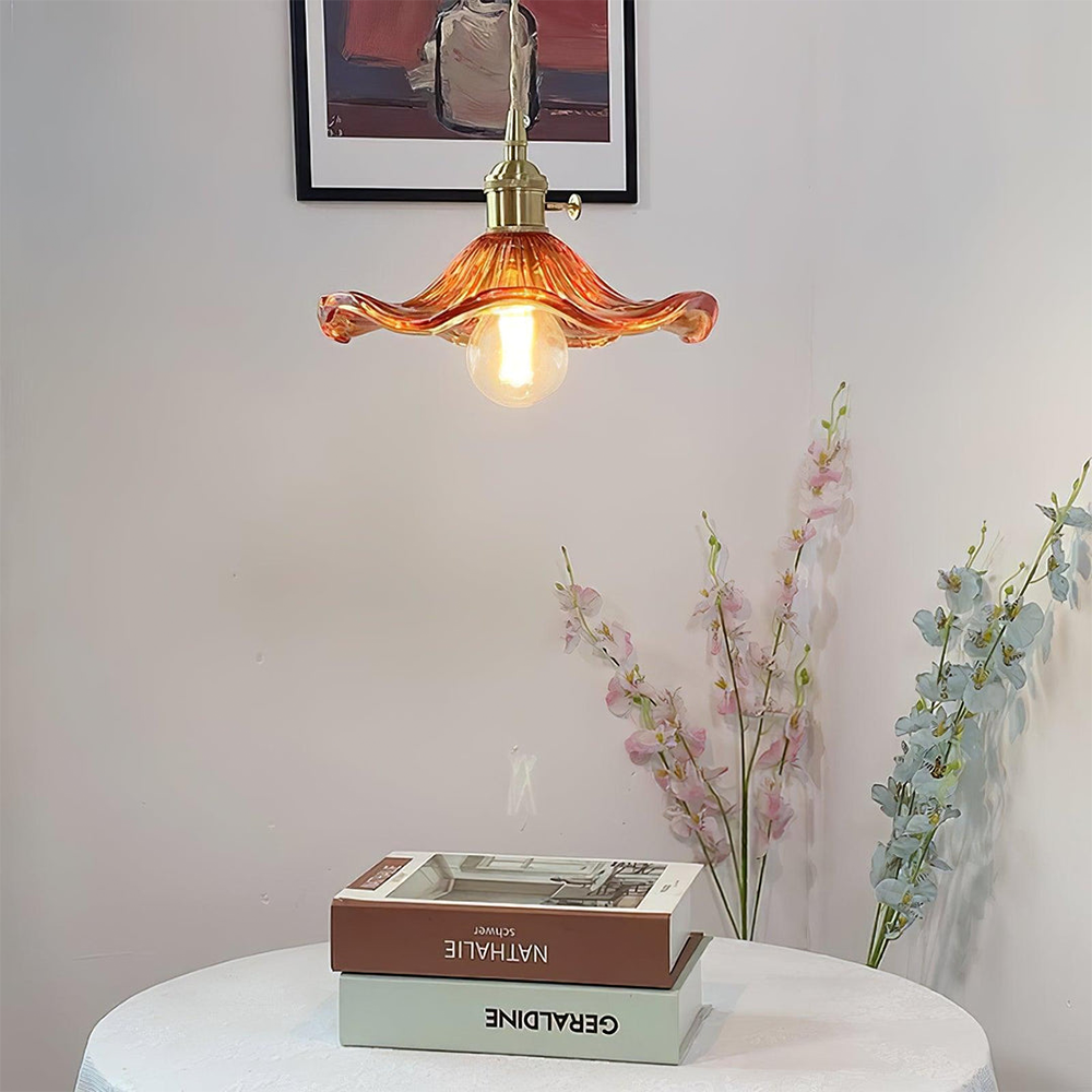 Elegant Flower Glass LED Pendant Light for Room Illumination