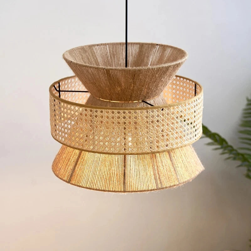 Wabi-Sabi Pendant Light in Japanese Woven Rattan Design