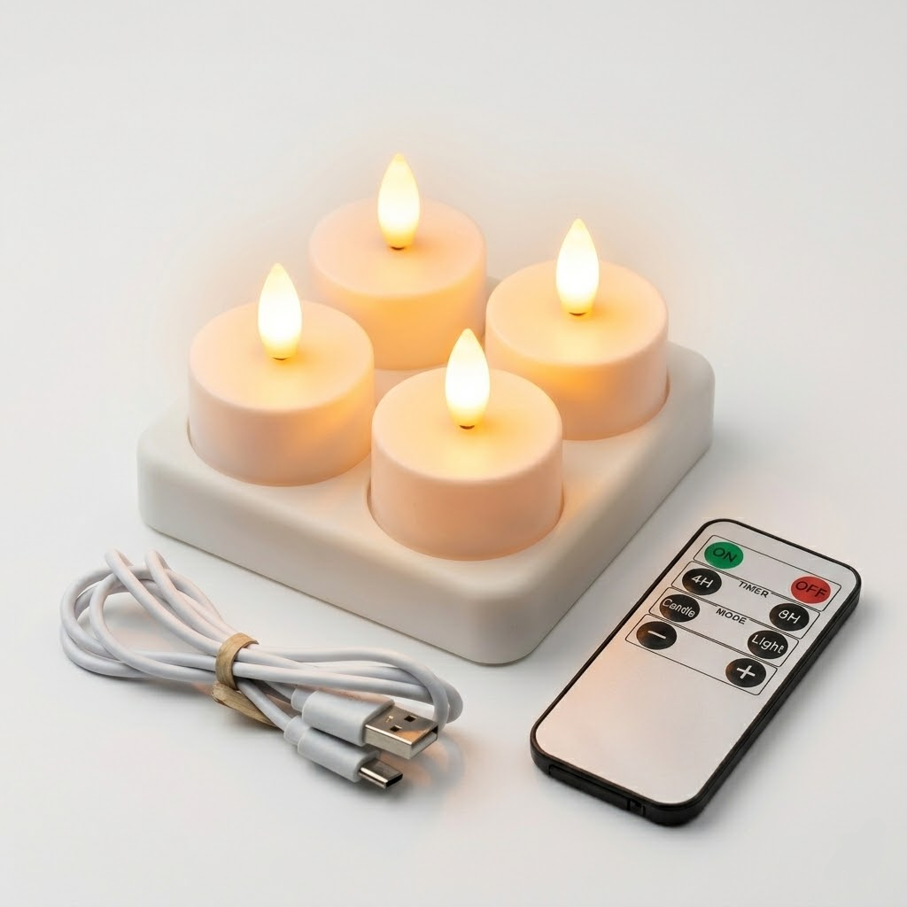 Flameless LED Candle Set with Remote Control and USB Rechargeable Timer