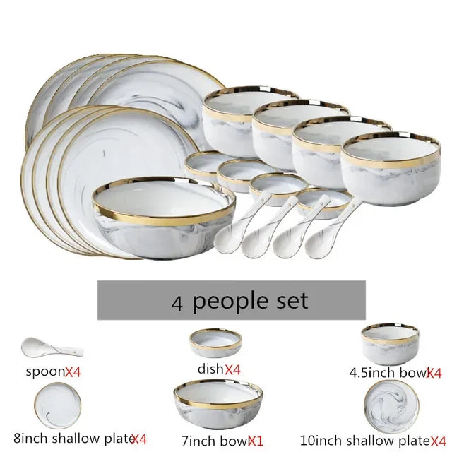 Sophisticated Marble-Style Dining Set
