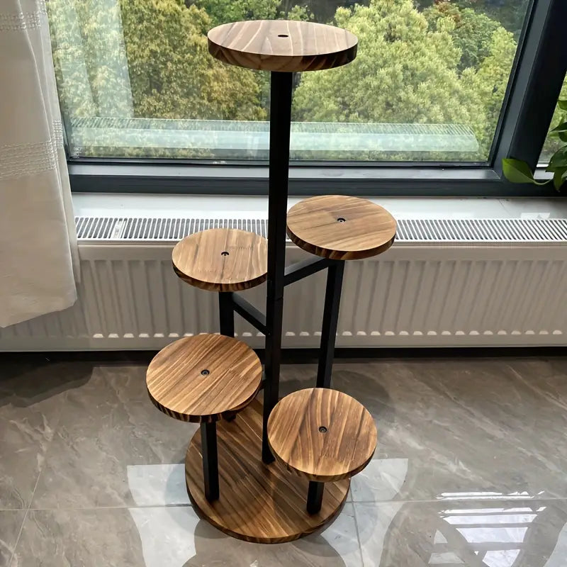 Wooden 6-Tier Round Plant Display Stand