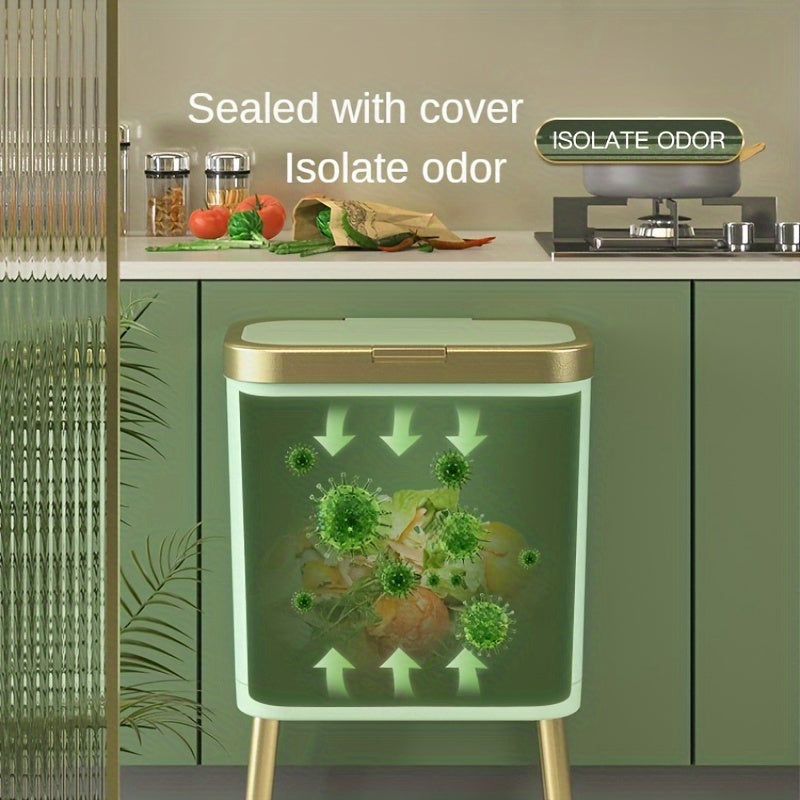 Stylish 15L Trash Bin with Elevated Legs – Odour-Sealing for Kitchen & Bathroom