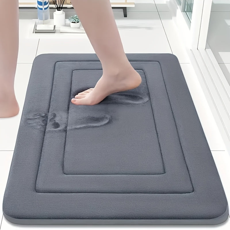 Absorbent Coral Fleece & Non-Slip Bath Mat (Elongated)