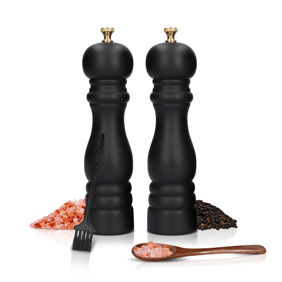 Salt and Pepper Grinder Set Wooden Ceramic Adjustable Coarseness