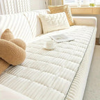 Non-Slip Plush Pleated-Edge Sofa Slipcover