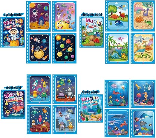 Water Coloring Book Set Reusable & Mess-Free 4 Books
