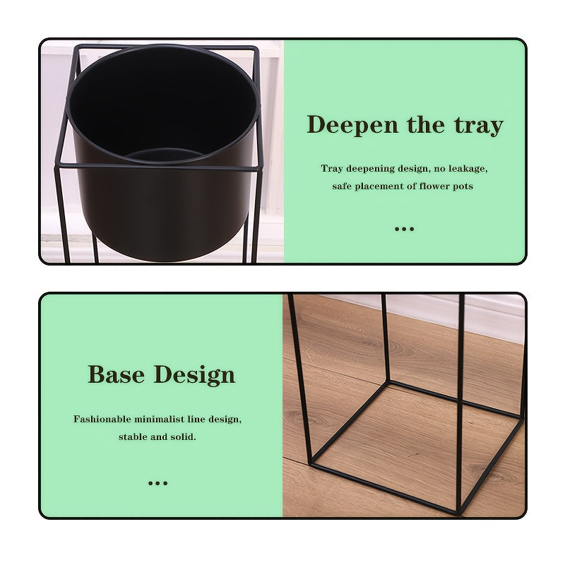Contemporary Black Rectangular Plant Holder for Indoor Use