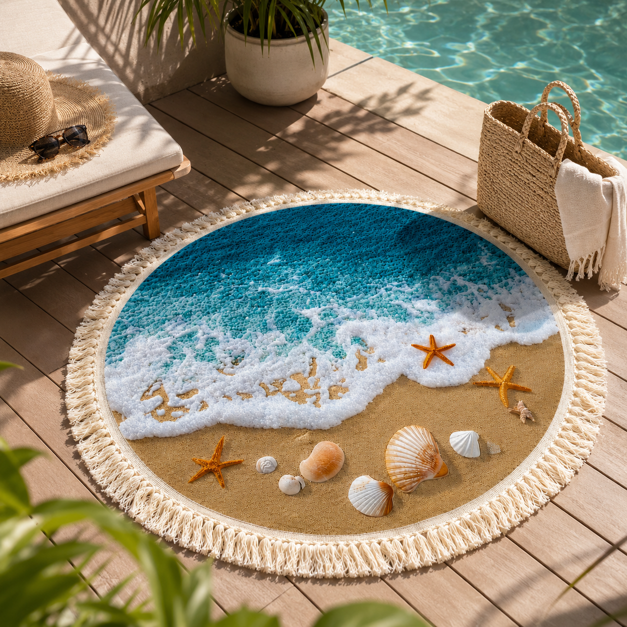Quick-Drying Low-Sand Round Beach Towel (150 cm)