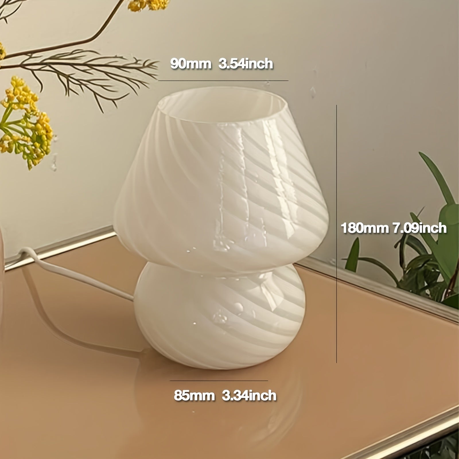 USB Adjustable Table Lamp - Murano-Inspired Glass Mushroom Design