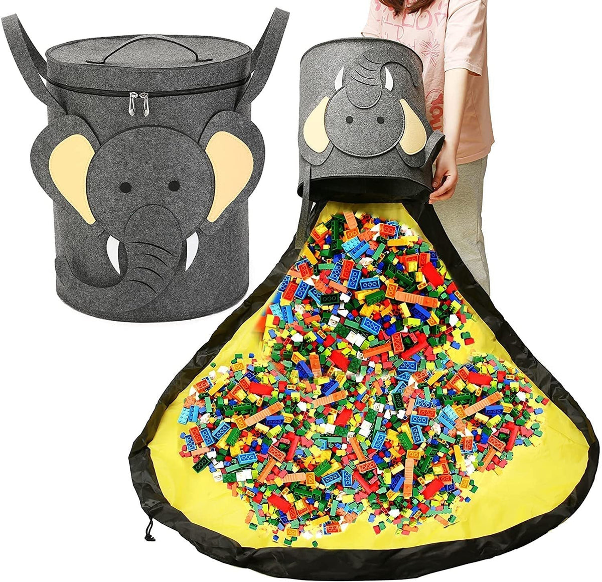 Play Mat & Storage Basket Felt Drawstring 59 Inch