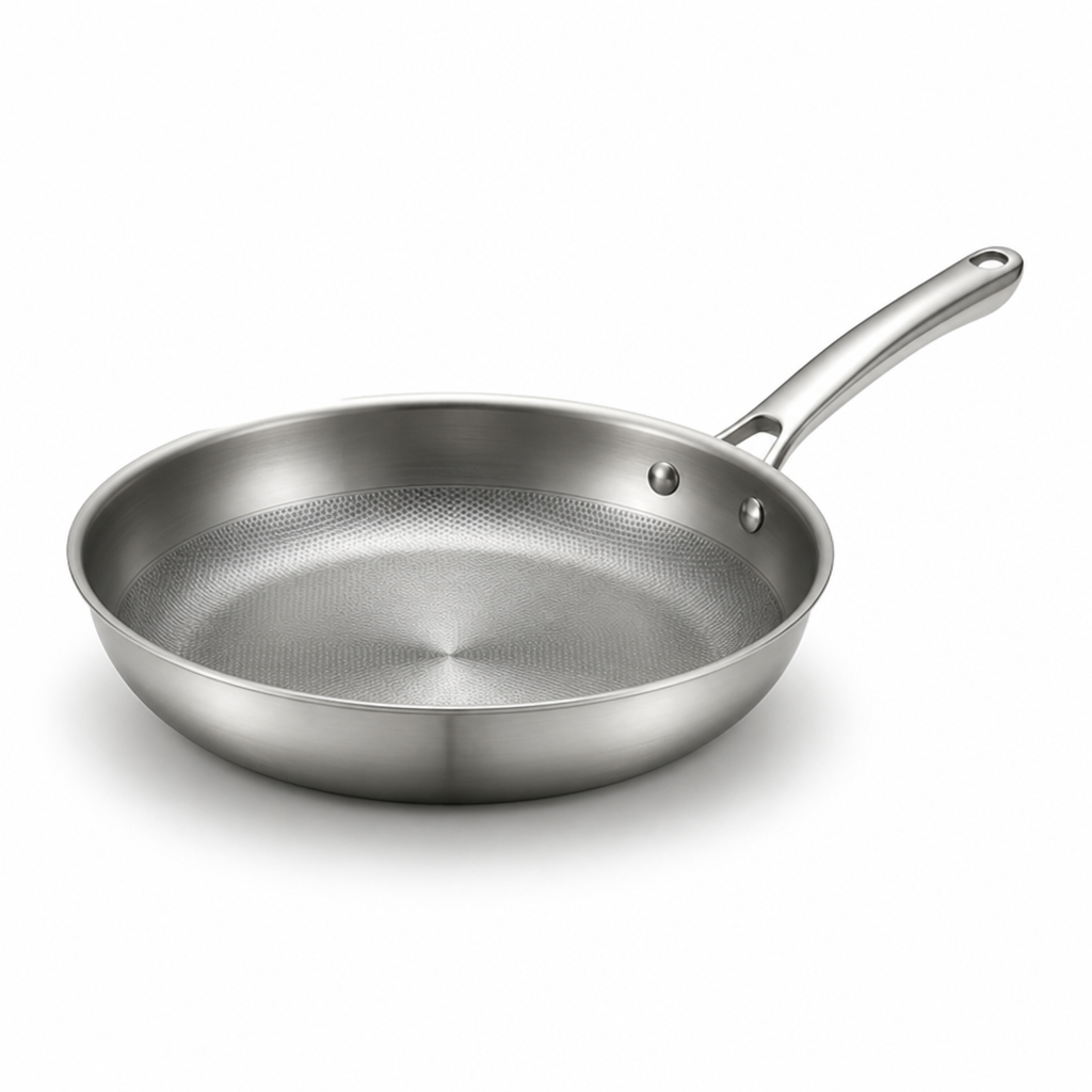 Uncoated Pure Titanium Dot-Texture Frying Pan (Induction & Oven-Safe)
