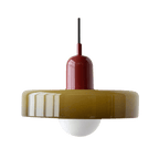 Bauhaus Style Pendant Light with Colored Glass