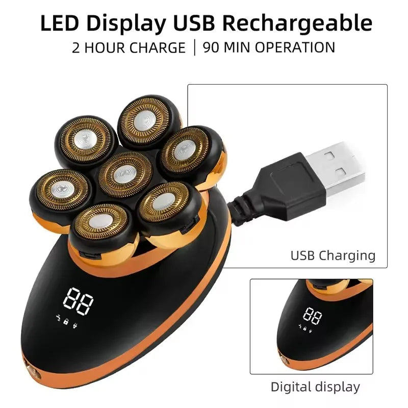 Electric Shaver 7D Floating Heads 5-in-1 Grooming Kit