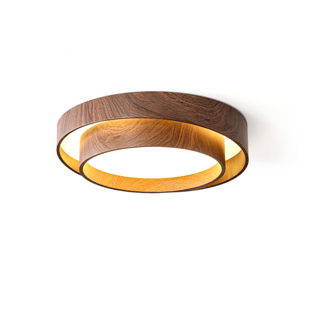 Walnut Finish Round Metal Ceiling Light (Triac Dimmable)