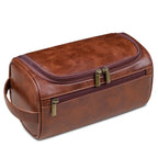 Toiletry Bag Leather Finish Hanging Hook & Internal Pockets