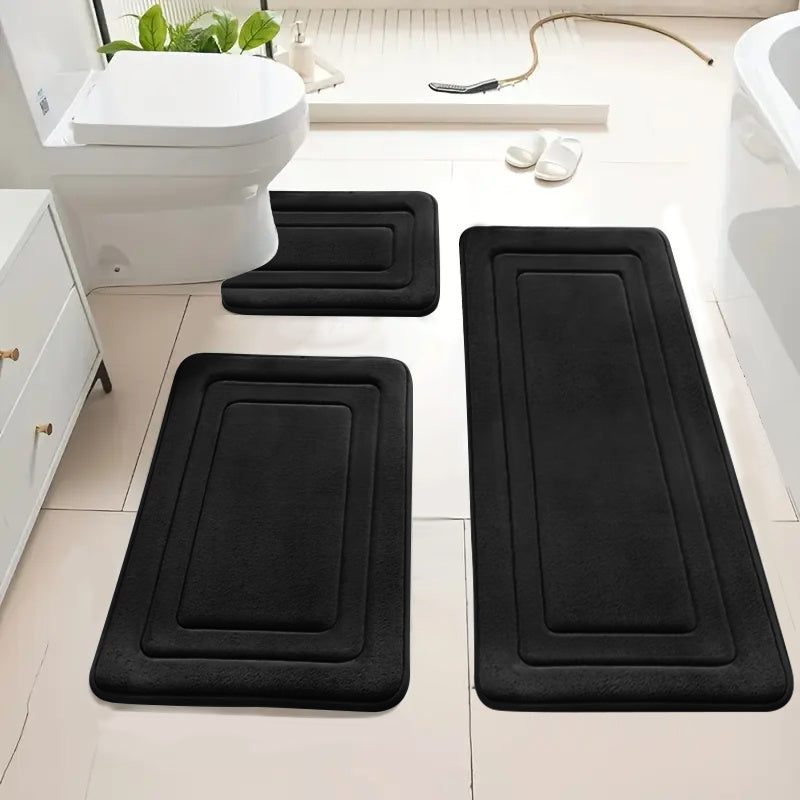 Knit-Look Polyester Non-Slip & Absorbent Bath Mat (Set of 3)