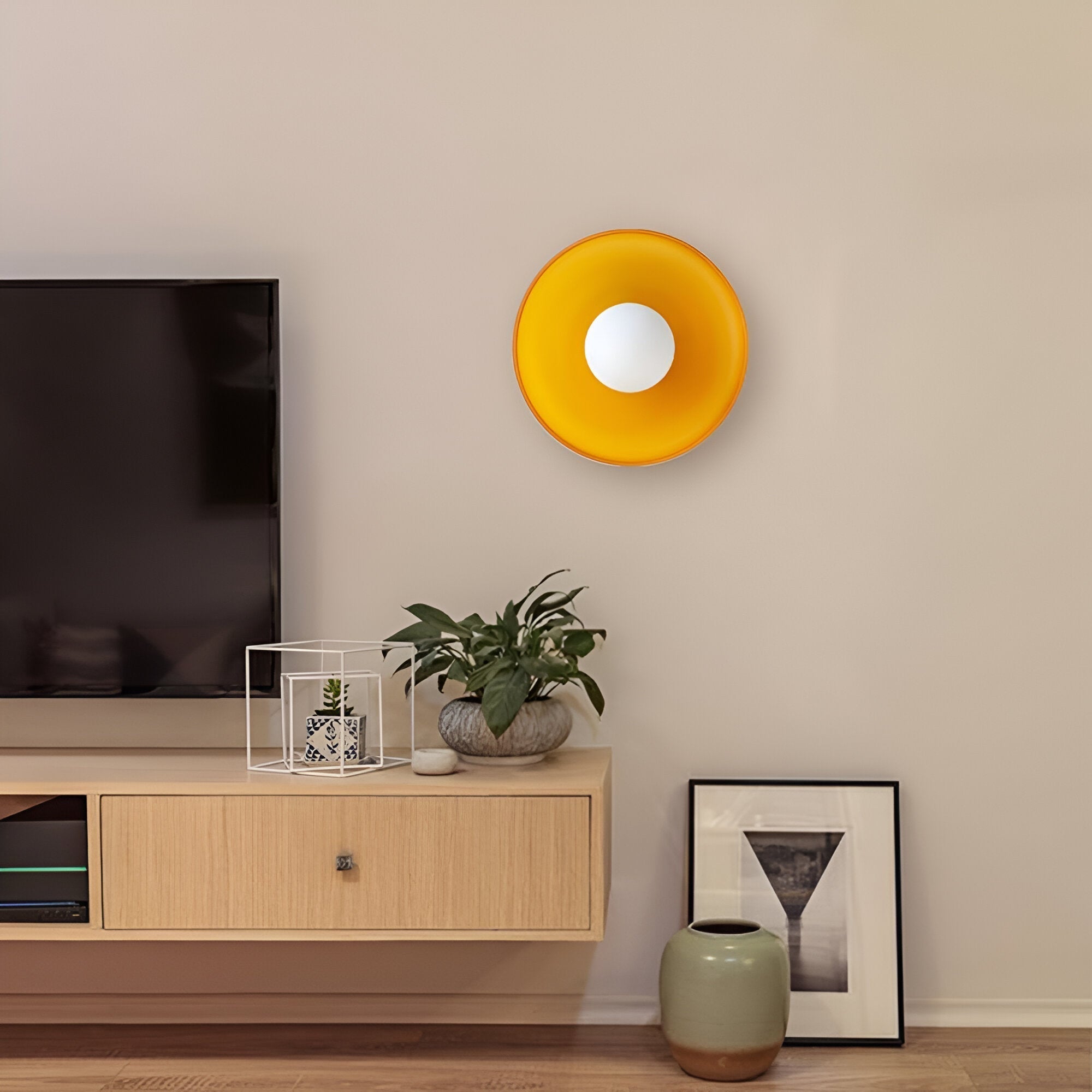 Ceiling and Wall Light Fixture with Central Glass Globe Design