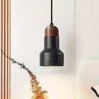 Sleek Walnut & Black Pendant Light for Kitchen Spaces