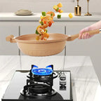 Wok Pan Clay Non-Stick Stainless Steel Handle