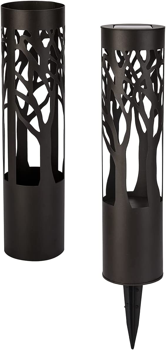 Bronze Metal Cylinder Solar Pathway Light for Garden