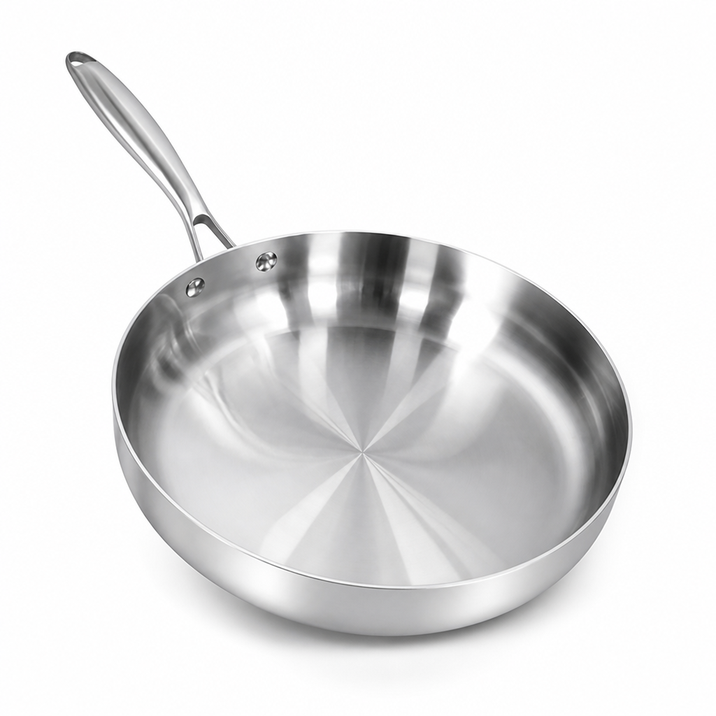 Three-Layer 316 Stainless Steel Frying Pan (Induction & Oven Compatible)