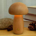 Rechargeable Night Light with Portobello Mushroom Design and Wooden Base