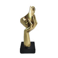 Face and Hand Sculpture in Bronze Polyresin with Base