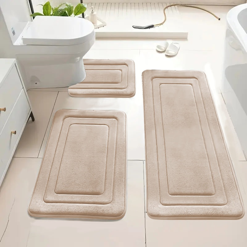 Knit-Look Polyester Non-Slip & Absorbent Bath Mat (Set of 3)