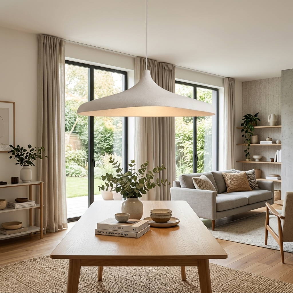Adjustable Textured Concrete-Look Pendant Lamp