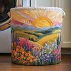 Quilted Cotton-Polyester Foldable Storage Basket
