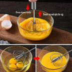 Handheld Egg Whisk Semi-Automatic Stainless Steel Dishwasher Safe