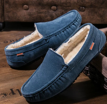 Men's Slippers Vegan Suede Sherpa Lined Non-Slip