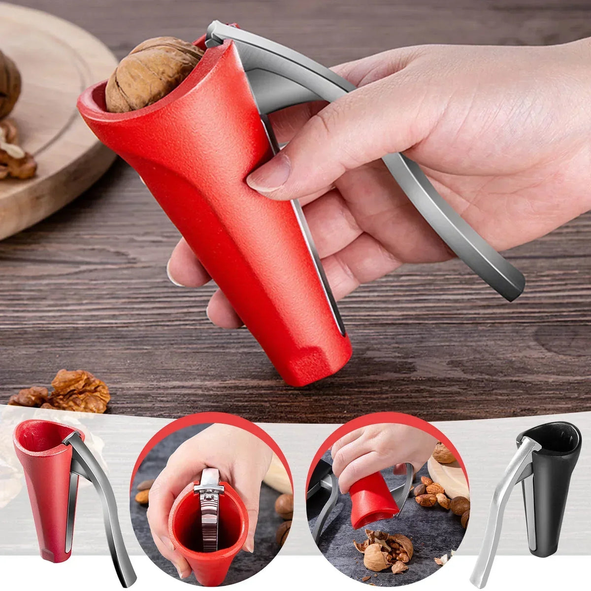 Kitchen Nutcracker Ergonomic One-Hand Aluminum Shell Catcher