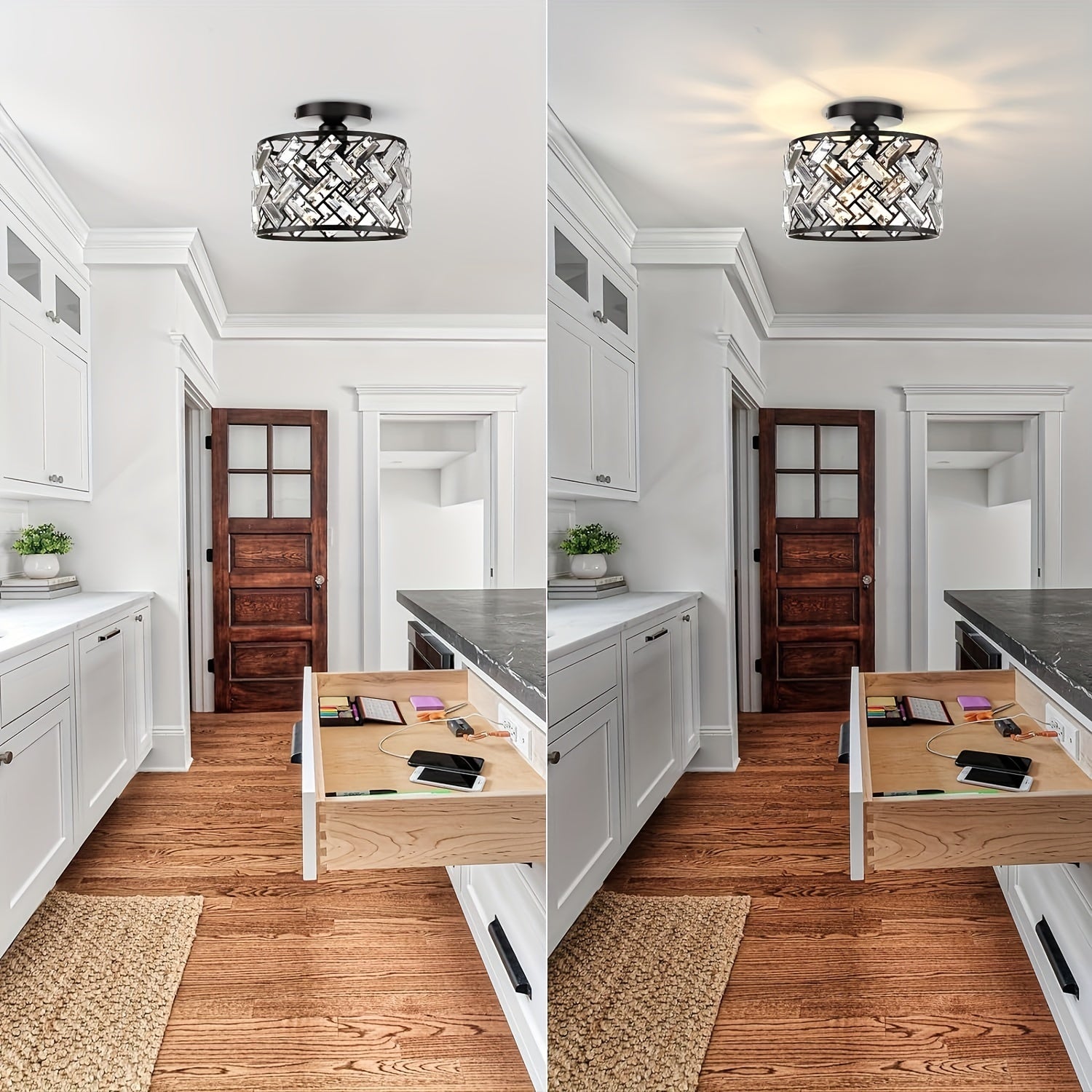 Elegant Semi Flush Mount Ceiling Light with Modern Crystal Design