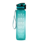 Water Bottle Timeline Markings Built-In Straw 1L Capacity