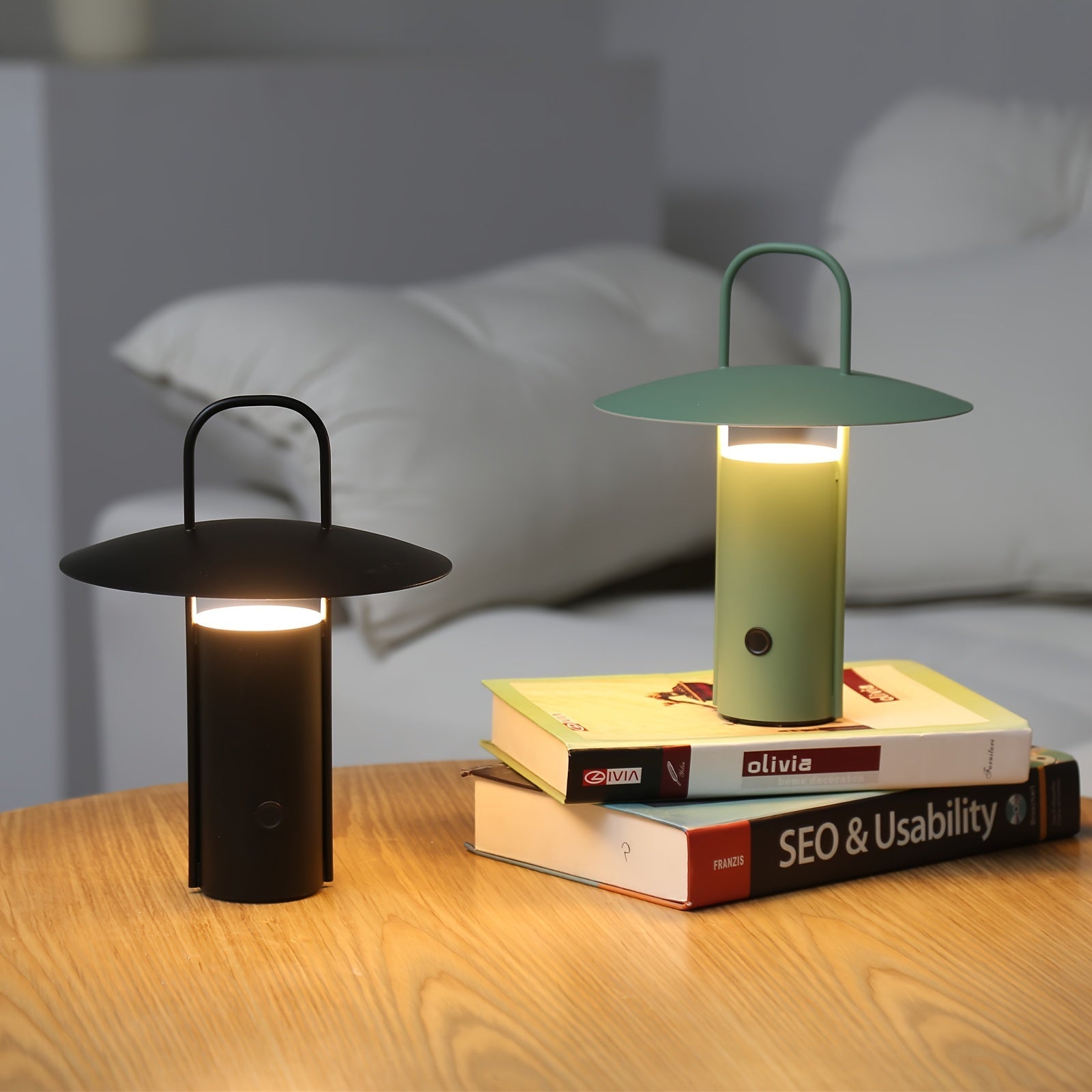 Metal Table Lamp with Touch Control – USB Rechargeable LED Light